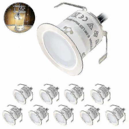 Varmhvite 3000K LED-spotter, 10-pakning, IP67 vanntett, innfelt utendørsbelysning, 32mm DC12V 0.6W armaturer