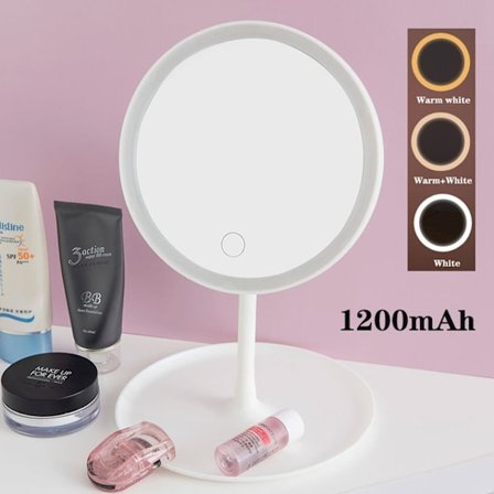 LED Makeup Spejl Lys Vanity Lights Berørbar dæmpning Tre Farve Lys USB Genopladelig