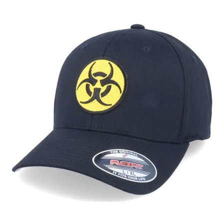 Iconic - Svart flexfit Keps - Biohazard Black/Yellow Flexfit @ Hatstore