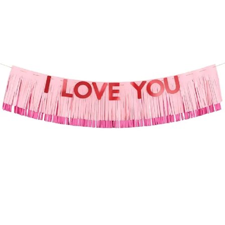 Banderoll I Love You 150x30cm - Bröllop Dekoration - Kalaslagret.se