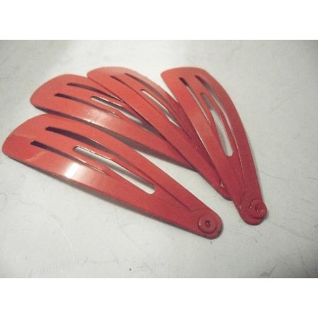 24 st.Röda click-clack hårspänne 4,7 cm långa och 1.3 breda