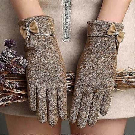 Varme handsker med sløjfe til kvinder om vinteren