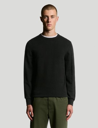 Lyle & Scott Mesh Logo Crew Neck Jumper - Black - L