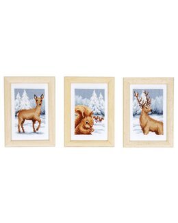 Stickpackung Bild Tierreich des Winters 3-er Pack - Vervaco