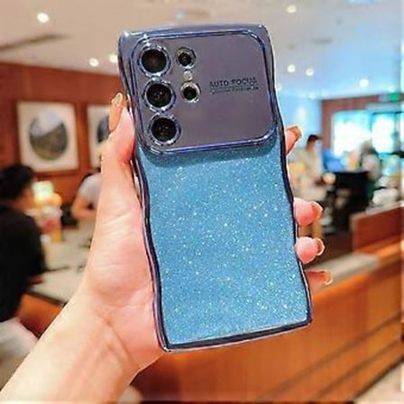 For Samsung Galaxy S25 Ultra Deksel Elektroplettert Krøllete Ramme TPU Glitter Telefondeksel Stort Vindu (Stil A)