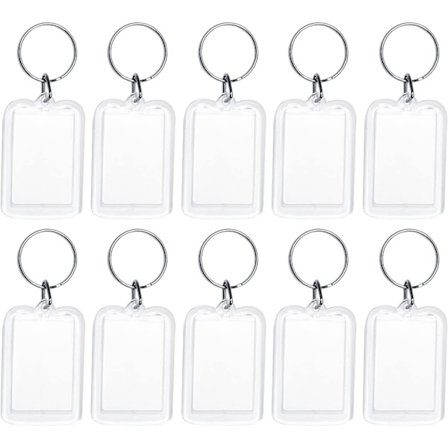 10 kpl valokuva-avaimenperiä, tyhjä läpinäkyvä akryylivalokuva-avaimenperä DIY Cu