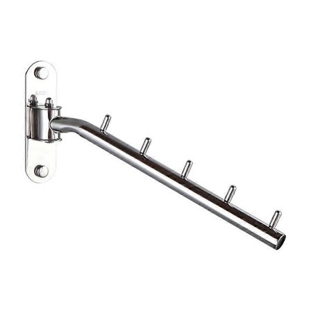 5 koukun ruostumattomasta teräksestä valmistettu seinään kiinnitettävä vaateteline, seinään kiinnitettävä vaatetanko, kokoontaitettava, seinään 