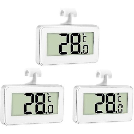 3x Kyltermometer Digital Termometer Frys Termometer Kylskåp Rum Vattentät Frys Termometer Med Lcd-Display Med Hacke För Temperat