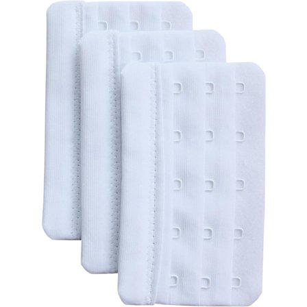 Valkoinen 3 kappaleen sarja pehmeitä ja mukavia rintaliivien jatko-osia 5 koukkua, 5,9 cm x 9,4 cm