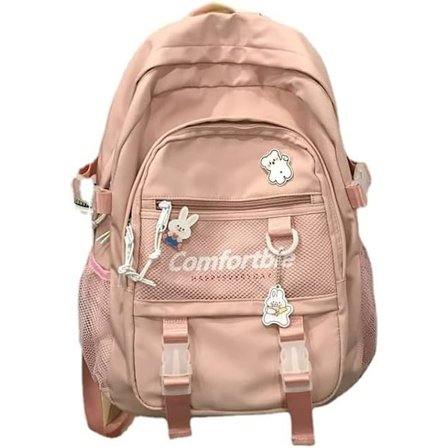 reppu söpöllä kanin pehmo riipuksella kouluun, toimistoon, esteettinen Indie tyyli, päiväreput