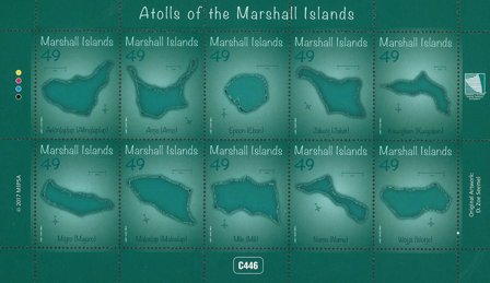 Marshall Øerne - Ti atoller - Postfrisk miniark