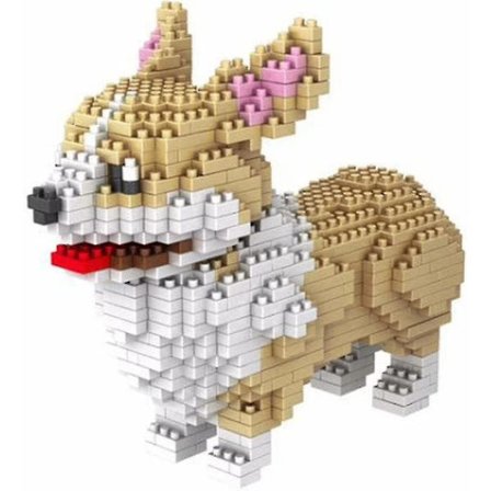 Pembroke Welsh Corgi Hund. Figur att montera med Nanoblocks. 950 delar.