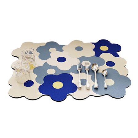 Söt Elegant Värmebeständig Diskmatta Blå och Vit Absorberande 30 x 40 cm