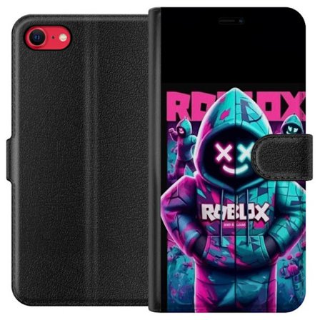Yhteensopiva Lompakkokotelo Apple iPhone SE (2022) Roblox Hoodie Legend Mystinen Roblox-figuuri sinisessä hupparissa, jossa futuristisia neonvaloja