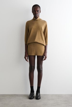 COS Women's Merino Wool Roll-Neck Jumper in Brown