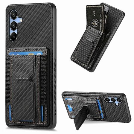 Til Samsung Galaxy A16 4G 5G Deksel med Støtte, Kortholder og Bakside i Skinn - Brun