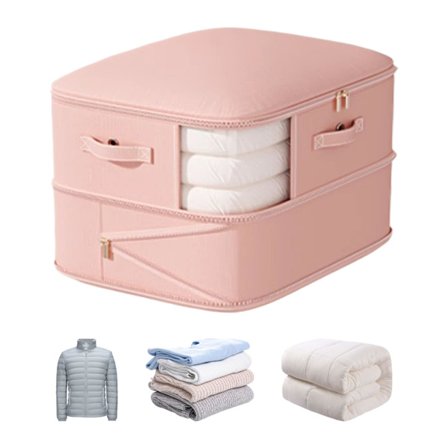 Automatisk kompresjonsorganisator, vakuumoppbevaringsposer, 2-lags plassbesparende pose med glidelås for klær, dyner, puter, hjem, reise, skap, 