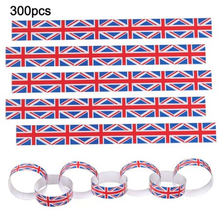 300 st papperskedjor Union Jack självhäftande papper platina