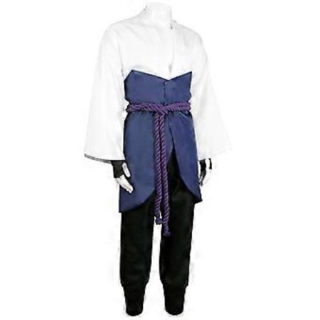NARUTO Ninja Uchiha Sasuke Cosplay Kostumesæt Fest Fancy Dress Halloween Kostume til Voksen (M Hvid)