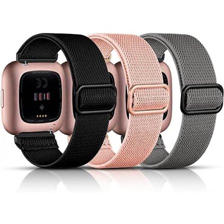 Smartwatch elastisk nylonrem, solo, kompatibel med Fitbit Versa / Fitbit Versa 2, blødt nylonvævet justerbart sportsarmbånd, kvinder og mænd