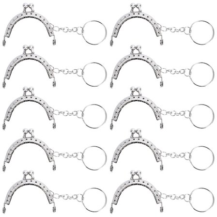 Retro Metal Punge Rammer 5cm Halvcirkelformet Præget Møntpungeramme med Nøglering til Punge Fremstilling DIY Syning Håndværk Projekter 10 Stykker (