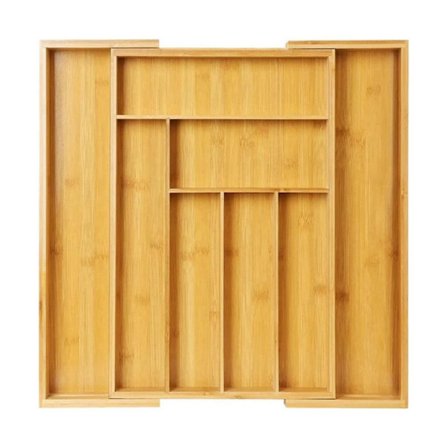 Bambu expanderbar organizer, organizer för kök, bestick, bestick och lådor