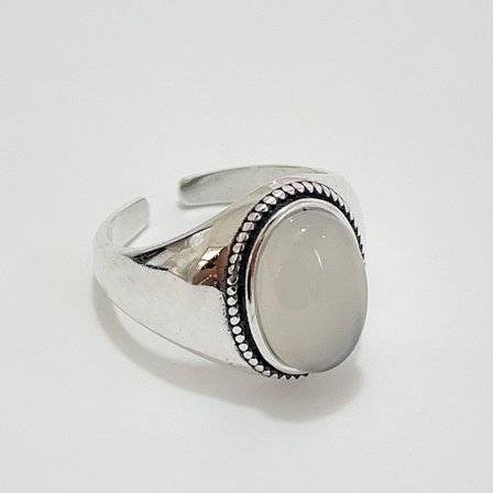 925 sterling silver solid rose quartz handgjord damring storlek, Ring inner diameter: 16,5 mm, justerbar