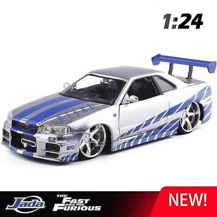 Ny 1:24 Nissan GTR R34 Skyline Ares Leketoy Modellbil i Metall Miniatyrmodell Lekebiler for Barn