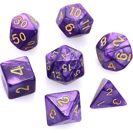 7 kappaleen DND-nopat Dungeons and Dragons -peliin, Purple Nebula Monitahokkaat Nopat RPG Roolipelilauta Pelit D&D D20 D12 D10 D8 D6 D4