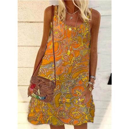 Print Retroklänning Casual Strandsommarklänning