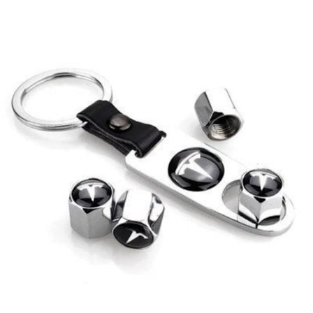 Tesla logo ventilhetter med nøkkelring Sølv one size