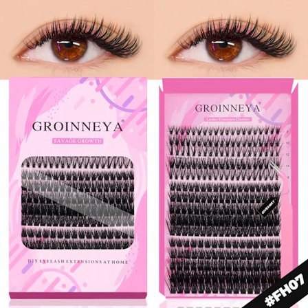 GROINNEYA DIY Ögonfransförlängningskit Individuella Fransar Kluster Faux Mink Ögonfransförlängning Mix set med Franslim och Försegling Makeup
