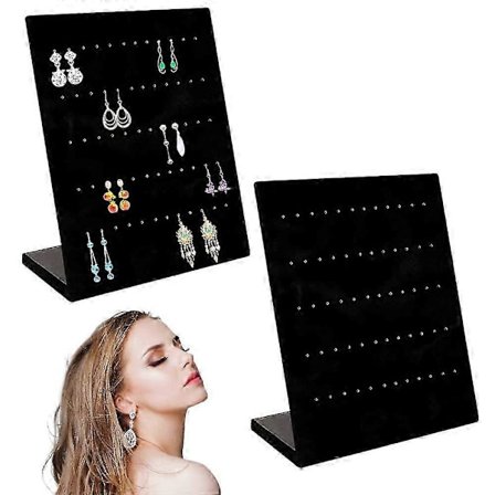 Sæt med 2 Velvet Øreringeholder Organizer Øreringe Opbevaringsholder Øreringe Stand til Ørestikker Smykkeudstilling