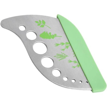 2-delt urtestripper i rustfritt stål med 9 hull, urtekutter, bladstripper, rosmarin, timian, chard, grønnkål, mynte