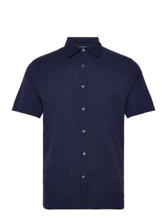 Ss Seersucker Check Shirt Navy French Connection