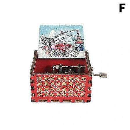 Ny Röd God Jul Tema Speldosa Snideri Trä Handvevad Speldosa Gåva