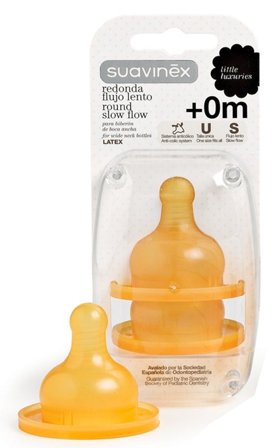 Suavinex Tettarella Rotonda Flusso Lento In Lattice +0m 2 Pezzi