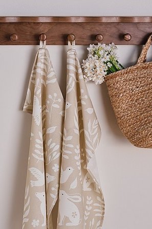 Jotex - Bloom Ręcznik Kuchenny 2-szt Beżowy/biały - SPRING - Kup Ścierki kuchenne firmy Jotex