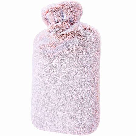 Varmtvannsflaske med mykt trekk - 2L stor - Klassisk varmepose for smertelindring, nakke og skuldre, varm og kald terapi - Flott gave til jenter