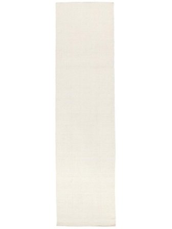 Uldtæppe Enkeltfarvet Handloom Flat Råhvid Rundt Lille