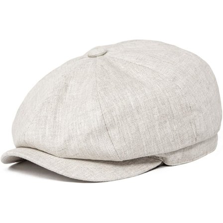 Harmaakuviollinen hengittävä kesähattu miehille pellavasta