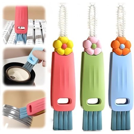 3-i-1 Kop Låg Børste - Multifunktionel Rengøringsbørste - Bærbar og Praktisk - 3-delt Sæt