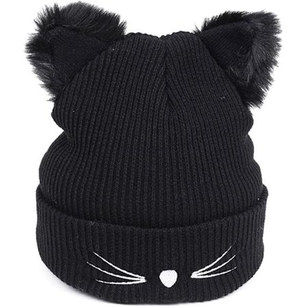 Kattøre Lue, Varm Slapp Strikket Vinterlue, Kattøre Strikkelue, Brodert Ullue, Kald Vær Lue, Søt Høst og Vinter Varm Lue