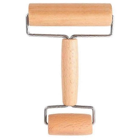 2-i-1 T-formad Dubbelsidig Kavel i Trä för Kök, Pizza och Bakning