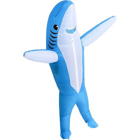 Oppustelig Hajdragt med Kæber Hoppende Dragt Sjov Carcharias Dragt til Cosplayfest (Blå Haj)—max