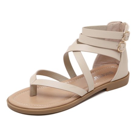 Kvindernes Gladiator Sandaler Sommer Flade Thong Cross Strappy Sandaler Trendy Ro