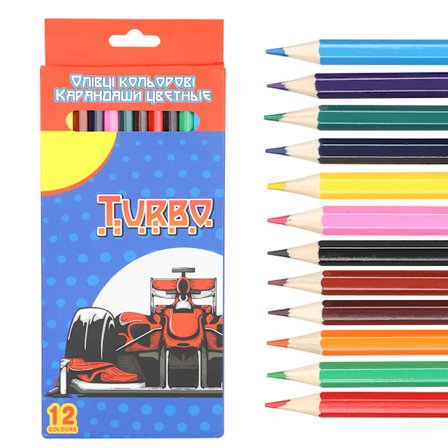12 väriä puinen lasten maalaus piirustus kynä koulu koti Graffiti värikynäRacing auto (ukrainalainen)