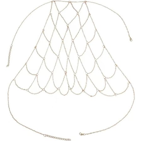 Kropskæde Mesh BH Kæde Brystkæde y Mode Kropssmykker til Kvinder 50CM