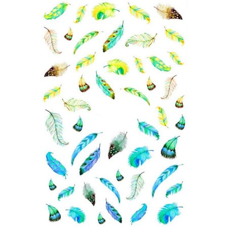 Tunn, halvgenomskinlig nagelkonst klistermärke fjäder självhäftande nageldekoration XF3012