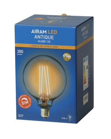 Airam Amber LED-lampe 4,5 W, E27, dimbar, Belysning